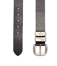 Load image into Gallery viewer, R.M.Williams Drover Belt - Black – Brushed Nickel