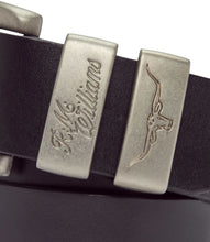 Load image into Gallery viewer, R.M.Williams Drover Belt - Black – Brushed Nickel