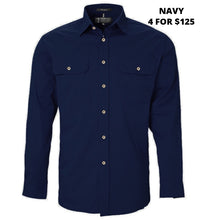 Load image into Gallery viewer, MENS - PILBARA NAVY WORKSHIRT - CLOSED OR OPEN FRONT